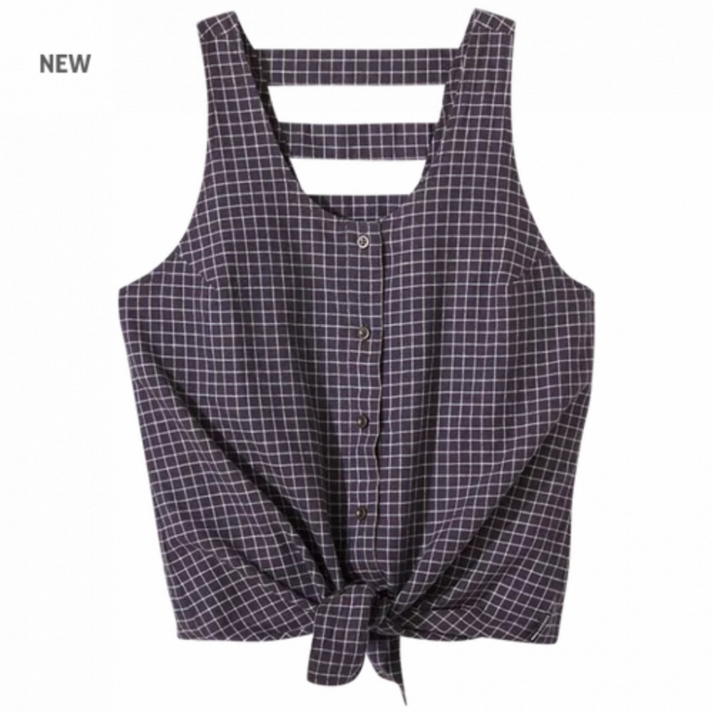 EUC OUTDOOR RESEARCH Ironhorse Crop Tie Tank Top Elk Plaid - XL